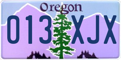 OR license plate 013XJX