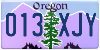 OR license plate 013XJY