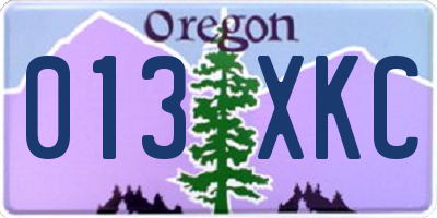 OR license plate 013XKC