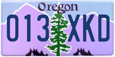 OR license plate 013XKD