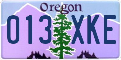 OR license plate 013XKE