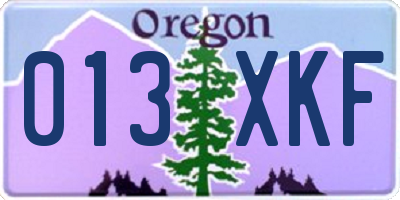 OR license plate 013XKF