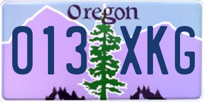 OR license plate 013XKG