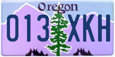 OR license plate 013XKH