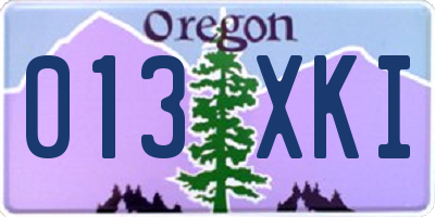 OR license plate 013XKI