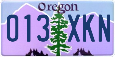 OR license plate 013XKN