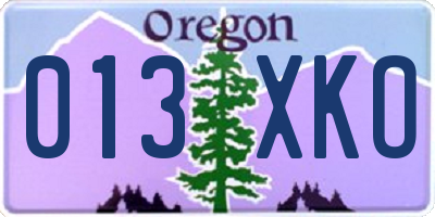 OR license plate 013XKO