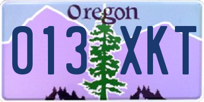 OR license plate 013XKT