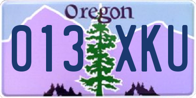 OR license plate 013XKU