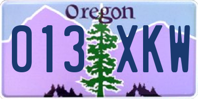 OR license plate 013XKW