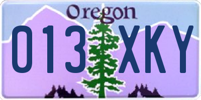 OR license plate 013XKY