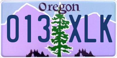 OR license plate 013XLK