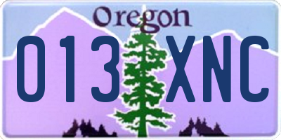 OR license plate 013XNC