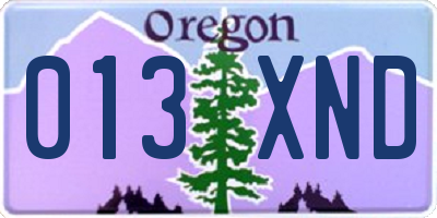 OR license plate 013XND
