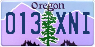 OR license plate 013XNI