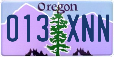 OR license plate 013XNN