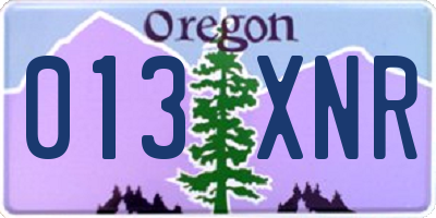 OR license plate 013XNR