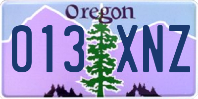 OR license plate 013XNZ