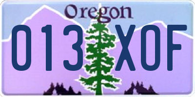 OR license plate 013XOF