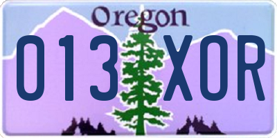 OR license plate 013XOR