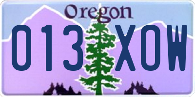 OR license plate 013XOW