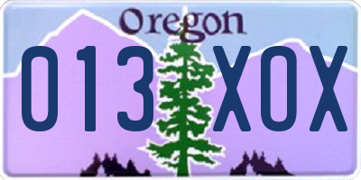 OR license plate 013XOX