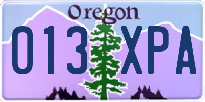 OR license plate 013XPA