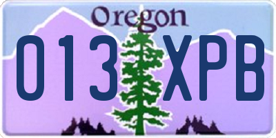 OR license plate 013XPB