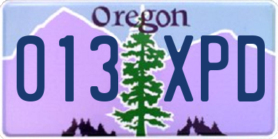 OR license plate 013XPD