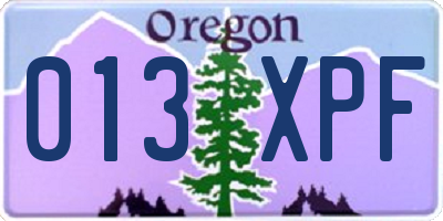 OR license plate 013XPF
