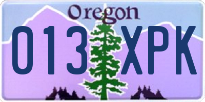 OR license plate 013XPK