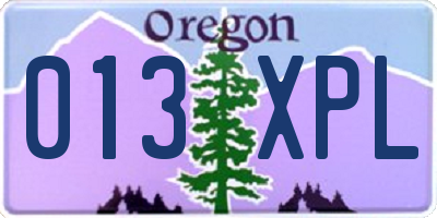 OR license plate 013XPL