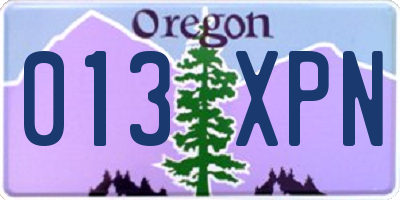 OR license plate 013XPN