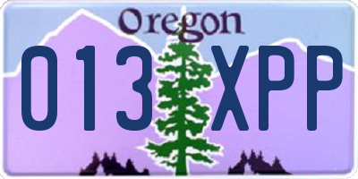 OR license plate 013XPP