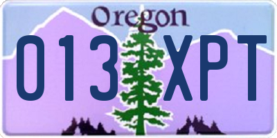 OR license plate 013XPT