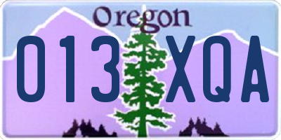 OR license plate 013XQA