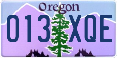 OR license plate 013XQE