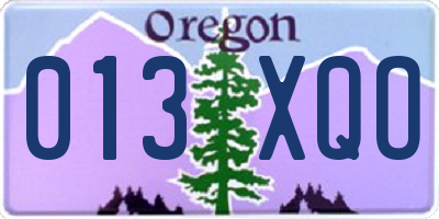 OR license plate 013XQO
