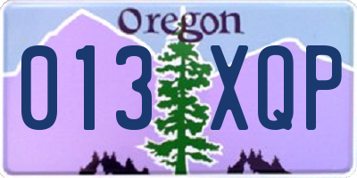 OR license plate 013XQP
