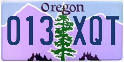 OR license plate 013XQT