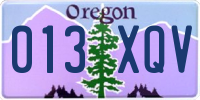 OR license plate 013XQV