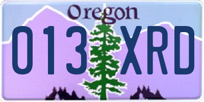 OR license plate 013XRD