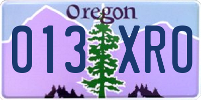 OR license plate 013XRO