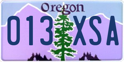 OR license plate 013XSA