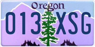 OR license plate 013XSG