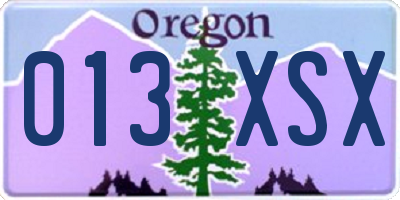 OR license plate 013XSX