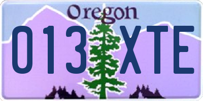 OR license plate 013XTE