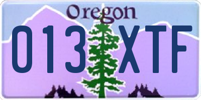 OR license plate 013XTF