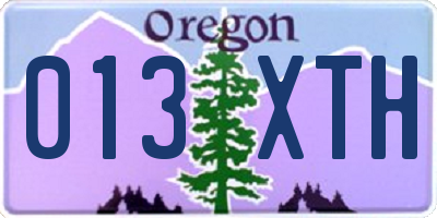 OR license plate 013XTH
