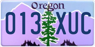 OR license plate 013XUC